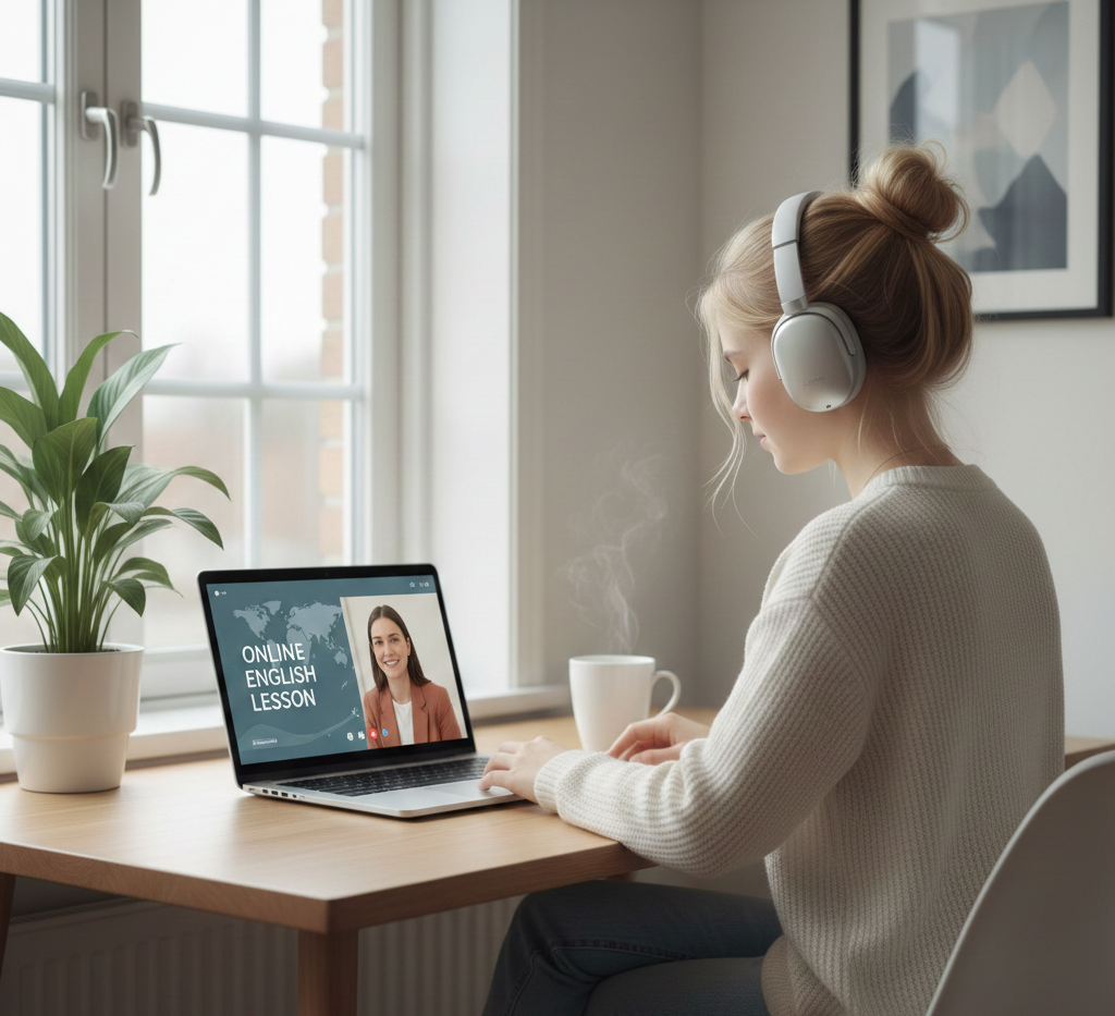 Elev som lär sig engelska online